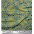 thumbnail image 1 of Soimoi Green Georgette Viscose Fabric Moroccan Damask Print Sewing Fabric Yard 42 Inch Wide, 1 of 3