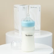 Yooforea Silicone Coated Glass Baby Bottle, 6M+ Fast Flow Nipple I Anti-Colic, Wide Neck, Stable Base I Medical-Grade Silicone Coating Shatter Protection, BPA BPS PVC Free (270 ML/9 OZ-Fog)