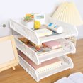 thumbnail image 3 of 3 Tier Stackable Letter Tray Desk Paper Organizer Plastic File Document Storage Rack for Home Office School, 3 of 7