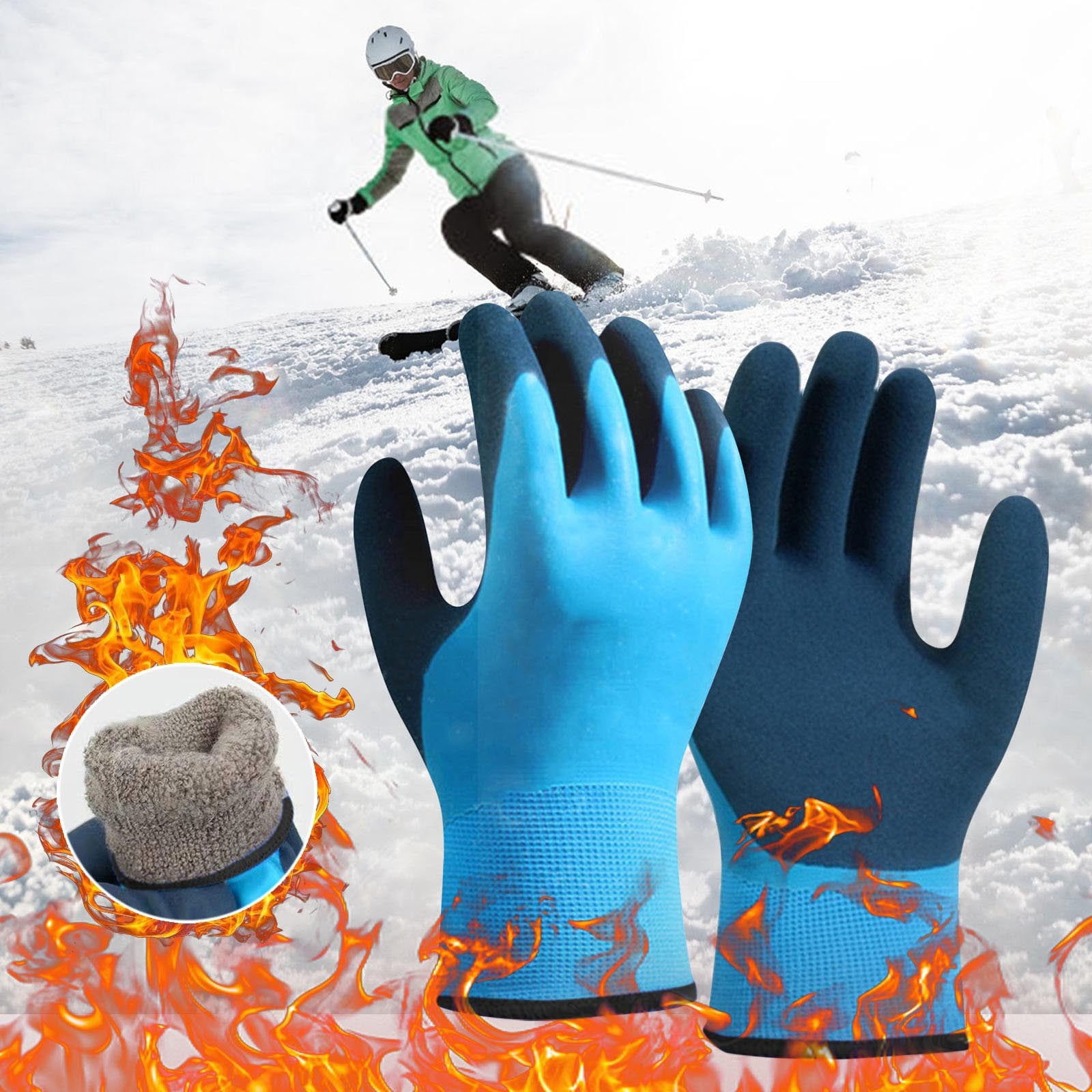 Suncoda Work Mittens, Fishing Work Gloves Cold Proof Thermal Cold Storage Antifreeze Unisex Wear Windproof Low Temperature Outdoor Sport