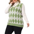 thumbnail image 4 of GRACE & GRANDEUR Chandail Sans Manches en Tricot à Col en V pour Femme Grande Taille2X Vert Pâle, 4 of 6