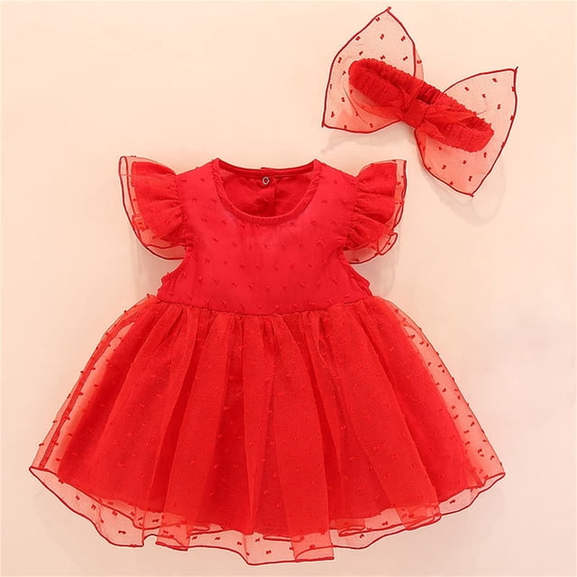 Robe d'Été pour Filles à Manches à Volants, Robes Tutu pour Tout-Petites, Robe pour Petites Filles, Robe en Tulle pour Filles 0-3 Mois