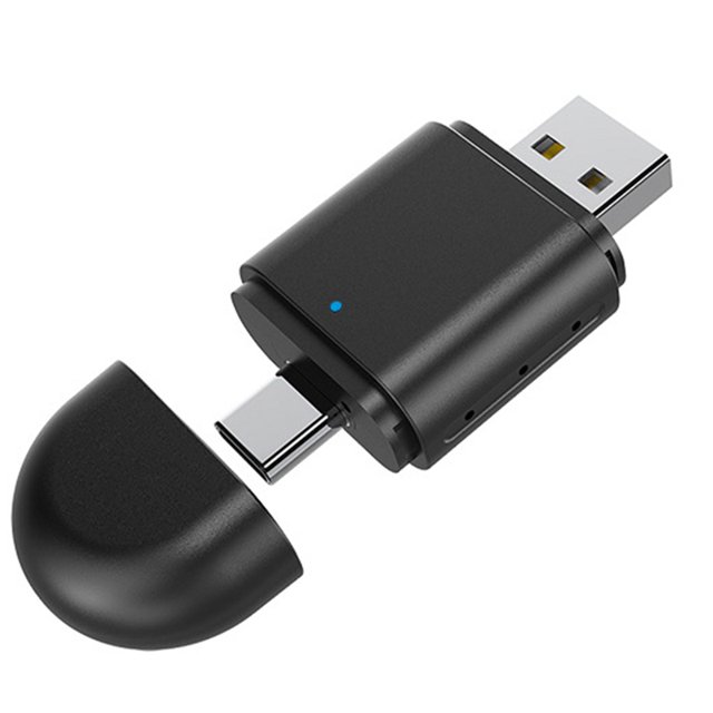 2-in-1 Wireless Carplay Android Auto Adapter Smart AI Box Dongle Support USB&Type-C Wired to Wireless Adapter