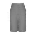 thumbnail image 4 of Timegard Shorts for Women High Waist Button Straight Leg Solid Color Comfy Casual Workout Half Pants, 4 of 5