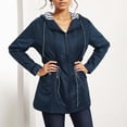 thumbnail image 4 of Kcodviy Womens Rain Jacket with Diamond Windbreaker Hood Lightweight Long Sleeve Nylon Womens Jacket Windbreaker Zip Up Drawstring Puffy Windbreaker Raincoat with Pockets, 4 of 8