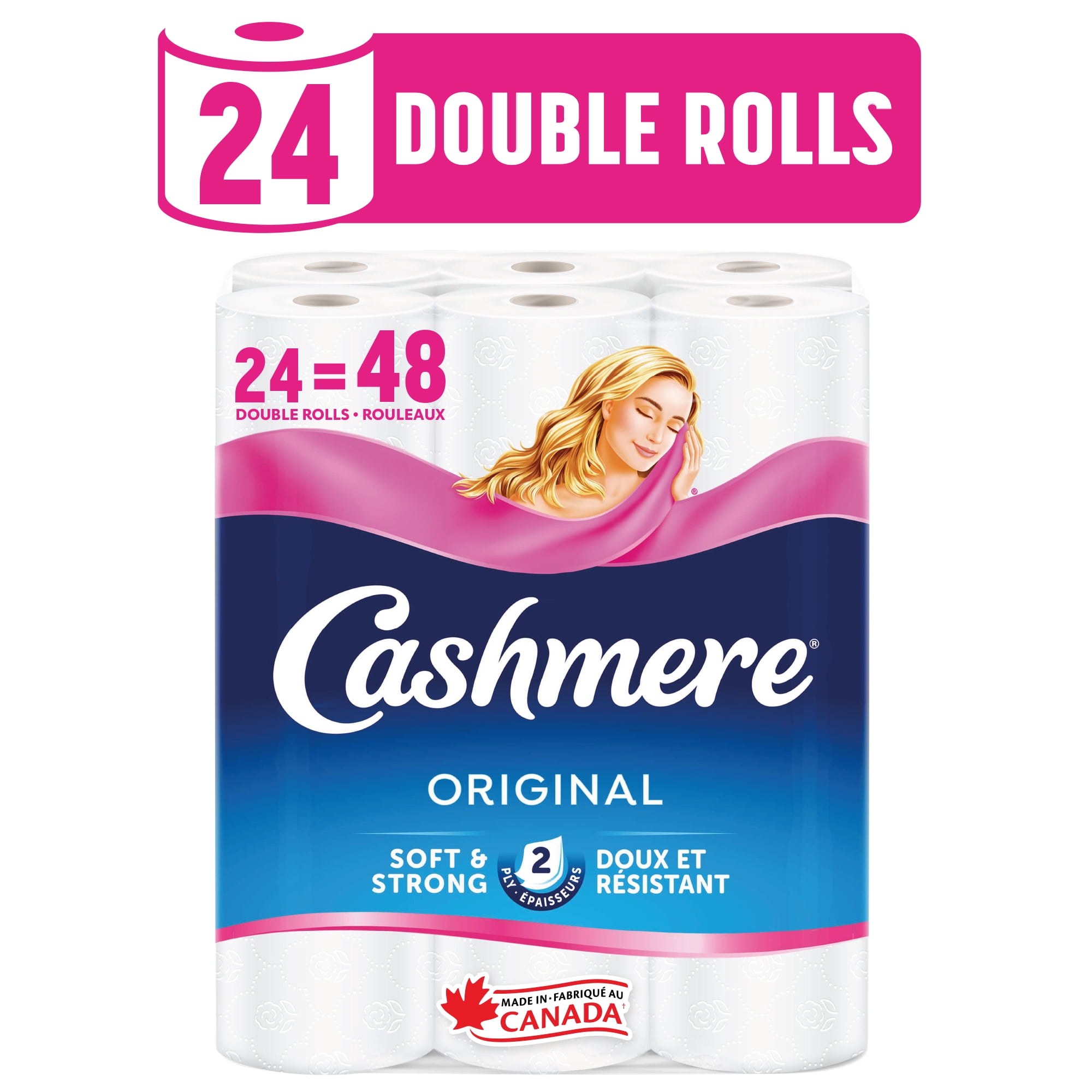 Cashmere Toilet Paper, Hypoallergenic and Septic Safe, 24 Double Rolls = 48 Single Rolls