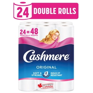 Cashmere Papier hygiénique hypoallergénique et septique sans danger, 24 Doubles rouleaux = 48 Roulements simples