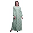 thumbnail image 1 of Bimba Robe Maxi à Manches Longues pour Femmes en Georgette Mousse Imprimée de Trèfles et de Fleurs, Taille Élastique - Grande, 1 of 5