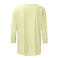 thumbnail image 5 of CHUANK T-Shirt Ajusté à Col Rond Mignon pour Femmes, Décontracté, Mi-Long, Manches 3/4, Blouse Extensible, Basique, Uni, Hauts, 5 of 5