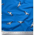 thumbnail image 1 of Soimoi Blue polyester Crepe Fabric Flying Stork Bird Decor Fabric Printed Yard 42 Inch Wide, 1 of 5