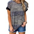 thumbnail image 1 of Nouveau Léopard Manches Courtes T-Shirt Nouvelle Mode Street Tee Grande Taille en Vrac Col Rond Casual Top, 1 of 1