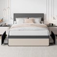 thumbnail image 1 of Lit Plateforme Moderne et Simple avec Tête et Pied de Lit Rembourrés en Lin, Cadre de Lit à Lattes en Acier Robuste Format Double Base de Matelas/espace Suffisant pour le Rangement/aucun Sommier Requis, 1 of 9