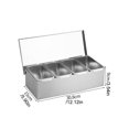 thumbnail image 3 of Produce Storage 3/4/5/6 Compartment Trays Stainless Steel Detachable Topping Station Plastic Pizza Ingredients Condiment Dispenser Reusable Condiment Seasoning Container For Home Or Restaurant, 3 of 8