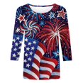 thumbnail image 4 of CHUANK Plus Hauts pour Femmes Chic Décontracté Col Rond Manches Courtes Chemises et Blouses pour Femmes T-Shirts à Imprimé Papillon du 4 Juillet pour Femmes Tunique Graphique Patriotique Tendance Haut d'Été Plage, 4 of 4