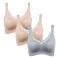 thumbnail image 4 of Kyusrd Plus Size Cut-Off Seamless Bra For Women'S 3Pcs Supportive Full Coverage Wireless Bralette Bra Adjustable Shoulder Straps Bra Soild Color Everyday Athletic Sport Bra, 4 of 9