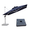 thumbnail image 1 of PURPLE LEAF Parasol de Patio Carré de Luxe de 11 Pi à DEL Alimenté par Solar avec Base, Grand Parasol Déporté à Mât Décentré avec Rotation à 360°, Bleu Marine, 1 of 16