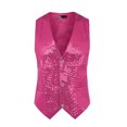 thumbnail image 5 of INSPIRE CHIC Gilet Scintillant à Paillettes pour Homme, Col en V, Sans Manches, pour Fête, L Rose Rouge, 5 of 5