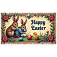 thumbnail image 3 of Adorable Bunny Chick Easter Banner with Flowers Eggs Background Party Decorations Photo Props Easter Celebration Spring Festival Home Decor, 3 of 4