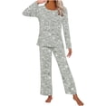 thumbnail image 4 of TopLLC Ensembles de Pyjama Ensembles de Détente pour Femmes, Vêtements de Nuit pour Femmes T-Shirt de Nuit à Imprimé à Col Rond à Manches Courtes et Ensembles de Pantalons Vêtements de Détente Pyjamas avec Poches Ensembles de Pyjama, 4 of 6