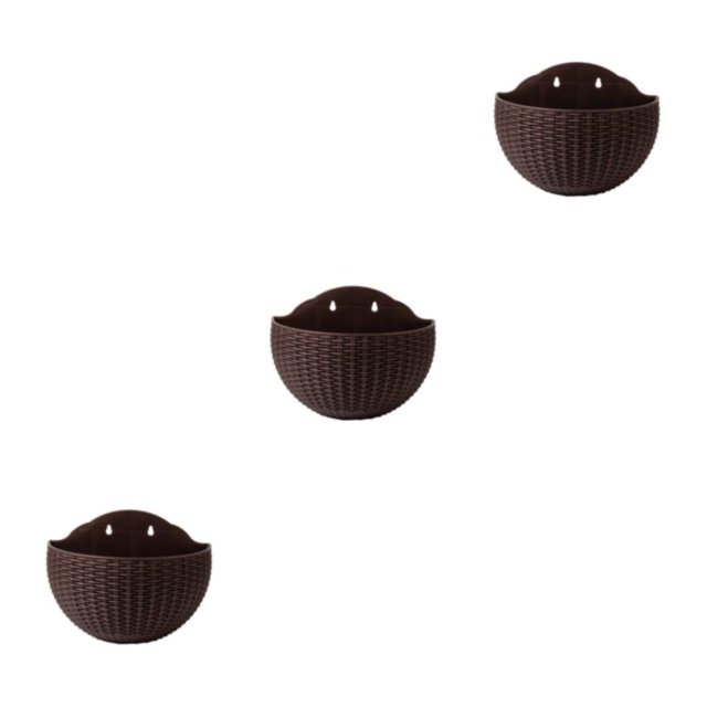 Youkk Easy To Install Double-layer Plastic Flowerpot For Walls Drainage Flower Pot Coffee 3Set