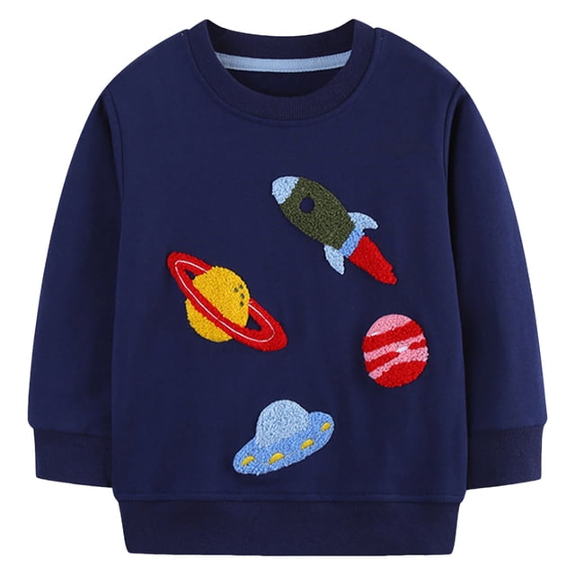 Gubotare Chandail Molletonné à Col Rond pour Garçon Chandail Molletonné pour Jeunes (Bleu Foncé, 4-5 Ans)