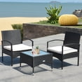 thumbnail image 1 of Costway Ensemble de Meubles 3 Pcs Table et 2 Chaises pour Patio en Osier Rotin avec Coussin, 1 of 10