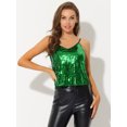 thumbnail image 3 of INSPIRE CHIC Camisole Courte à Paillettes d'Halloween pour Femme à Bretelles Spaghetti TP Vert, 3 of 5