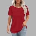 thumbnail image 2 of Yanlir T-Shirt Décontracté pour Femme à Col Rond Uni à Manches Courtes, Hauts de Mode Printemps et Été 2025, T-Shirt Basique Doux à Col Rond, Vêtement Léger pour le Travail et la Plage (Rouge,), 2 of 6