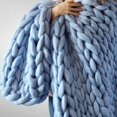 thumbnail image 1 of Chunky Knit Blanket Merino Wool Hand Made Throw Boho Bedroom Home Decor Giant Yarn, 1 of 3
