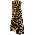 thumbnail image 1 of Fridja Robe Maxi Vintage Tournesol Bohème Sans Manches Col en V pour Femmes Grande Taille, 1 of 9