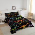 thumbnail image 3 of Erosebridal Dinosaur Skeleton Bedding Sets King with Comforter, Neon Colorful Duvet Insert, Cartoon Dots Decor, Reversible, 3 of 8