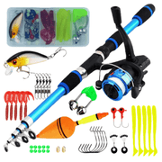 Fishing Gear Telescopic Rod Set with Reel for Outdoor Angling 6ft Fiberglass Telescopic Rod and Reel Portable Fishing Rods for Lakes Seas Heavy-Duty Lightweight Handle Easy Extendable