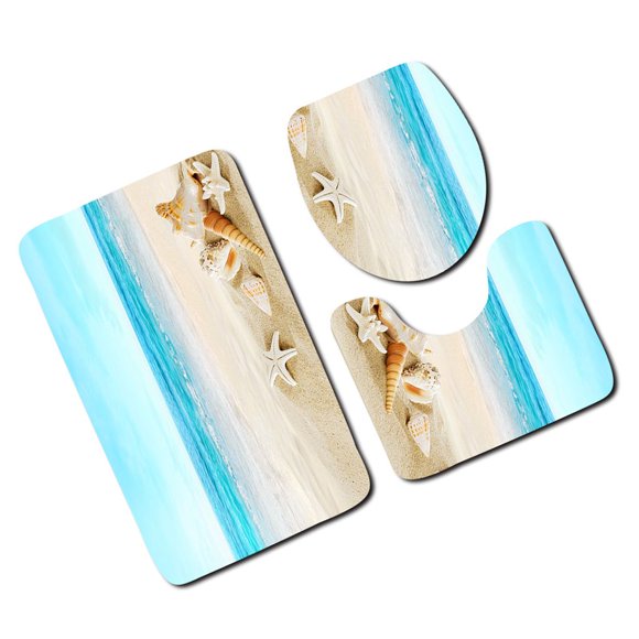 carpet,bathroom rug kit,kitchen bath mat set,anti-slip bathroom toilet cover set,beach style bath carpet set