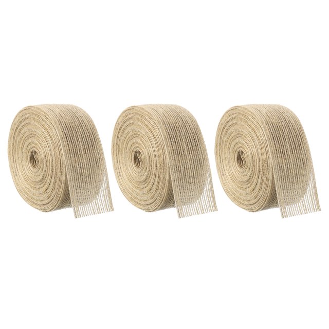 Unique Bargains 3 Rouleaux de Ruban en Toile de Jute Naturelle 1-1/2 Pouce Ruban Rustique