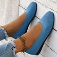 thumbnail image 4 of Dakaela Ballerines pour Femmes à Bout Rond en Tricot à Enfiler Ballerines de Marche Mocassins à Petit Talon Compensé Bleu 9, 4 of 7