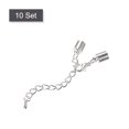 thumbnail image 3 of Unique Bargains 10Sets 6mm Leather Cord End Caps with Lobster Clasps & Extender Chain for DIY, Rhodium Tone, 3 of 7