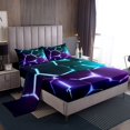thumbnail image 1 of Erosebridal Teens Geometry King Sheet Sets, Futuristic Abstract Bedding King Size, Striped Decor, 4pcs, 1 of 7