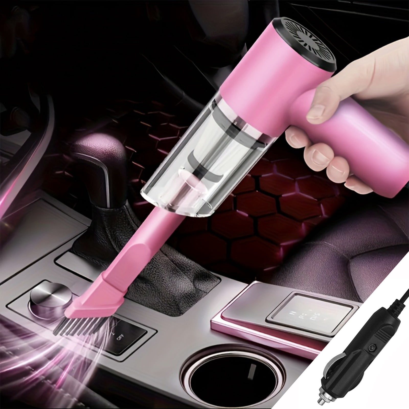RRJ Car Vacuum Cleaner, Handheld Car Vacuum Cleaner Powerful Suction 3100mbar 60W, Portable Vacuum Cleaner for Car Interior Home Office, Foldable Lightweight Car Accessories Lighter Plug