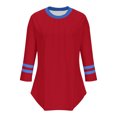 thumbnail image 5 of Olyvenn T-Shirts pour Femmes à Manches 3/4 d'Été à Col Rond Plissés T-Shirts Amples Basiques Hauts en Mélange de Coton pour Femmes Rouge TG, 5 of 5
