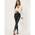 thumbnail image 3 of INSPIRE CHIC Women's Sheer Crochet Lace Long Sleeve Zipper Cropped Bomber Jacket, 3 of 6