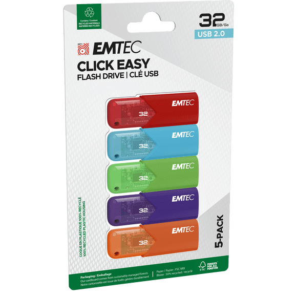 Emtec USB 2.0 Click Easy 32GB 5 Pack