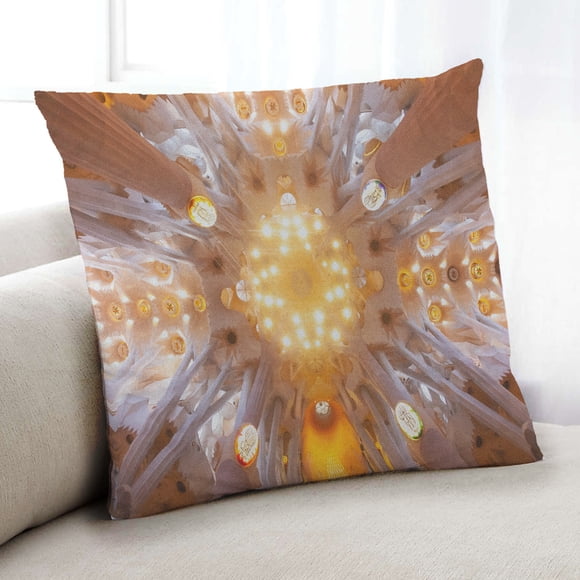 Ahgly Company Sites Sagrada Familia Indoor Throw Pillow, 18 inch by 18 inch