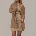 thumbnail image 2 of Yuyuzo Manteau pour Femmes Mi-Long à Col Montant Vestes Blazer d'Affaires Décontractées Automne Hiver Pardessus Uni avec Poches, 2 of 7