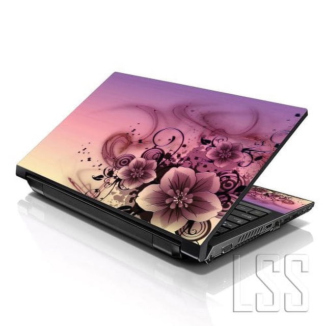 LSS Pink Flower Laptop Skin Sticker Decal Cover Fits 13" to 16" Laptops