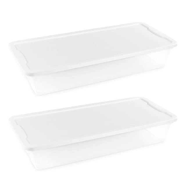 HOMZ 41-Quart Clear Plastic Stackable Storage Bin with Lid, 2 Pack, Clear