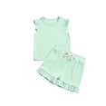 thumbnail image 4 of RXIRUCGD 2025 Summer Clothes for Kids Children's Summer Solid Color Comfortable Short Sleeve Round-Neck Top And Short Sets For Kids, 4 of 6