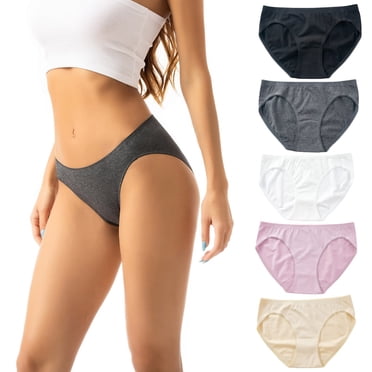 EGNMCR Women's Cotton Underwear, High Waist Breathable Briefs, Soft Underpants, Ladies Stretch Panties Women's 5-Pack Bikini Cotton Briefs Breathable Cotton Underwear Women Cotton Underpants