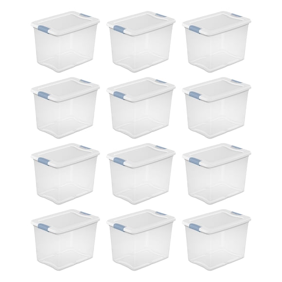 Sterilite 25 Quart Capacity Clear Plastic Storage Tote Bins, (12 Pack)