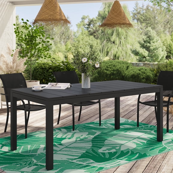 Mainstays Cobble Hill Steel Outdoor Extendable Dining Table, Black