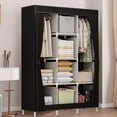 thumbnail image 2 of Black Dustproof Closet Wardrobe Multifunctional Fabric Storage Cabinet Assembly Organizer For Home Bedroom Portable Space Saving Storage Solution Easy Setup W-865 Black, 2 of 6